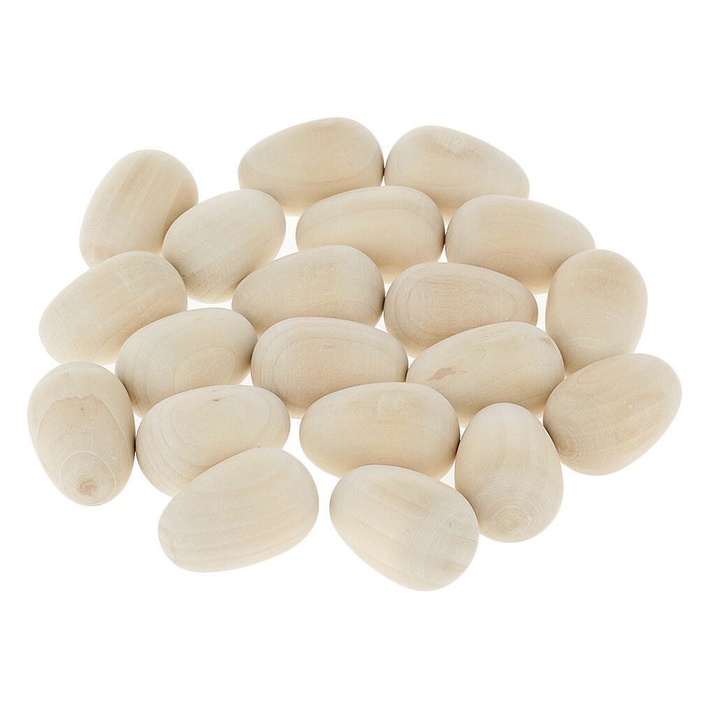 20 Unpainted Natural Wooden Eggs Wood Easter Decorations Embellishment Craft