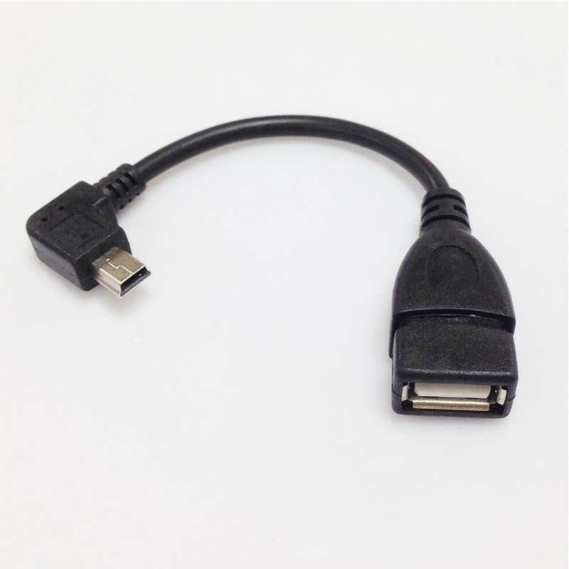 90degree A Female to 5-pin B Male Mini USB OTG Host Extension USB2.0 cable