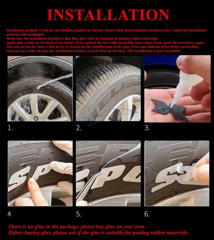8× Waterproof Dirtproof Auto/ Motorcycle Wheels Brake Blade White Tire Stickers