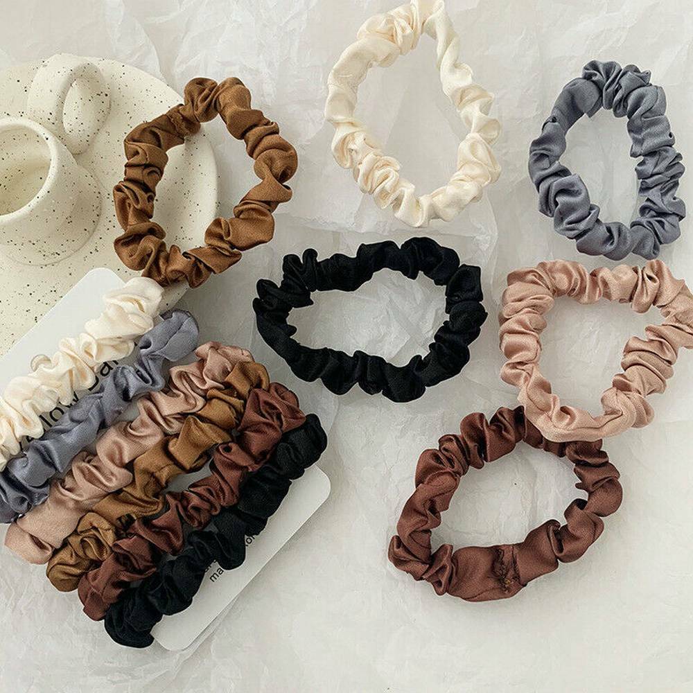 6PC/Set Elastic Hair Bands Silk Satin Scrunchie Hair Ties Ponytail Holder Ropes