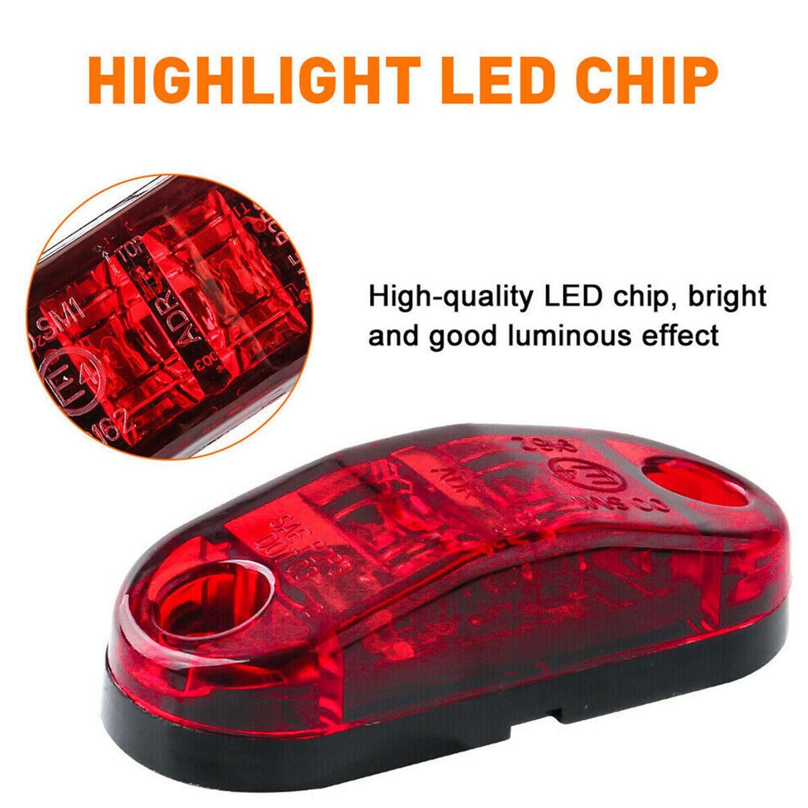 5x Amber+5x Red LED Car Truck Trailer RV Oval 2.5" Side Clearance Marker Lights