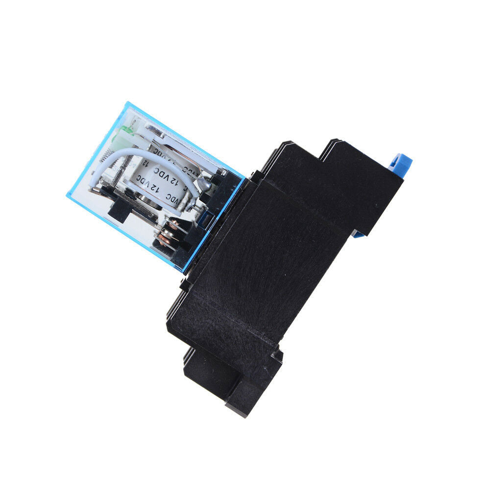 12V DC Coil Power Relay LY2NJ DPDT 8 Pin HH62P JQX-13F With Socket BaseB^ji SJ