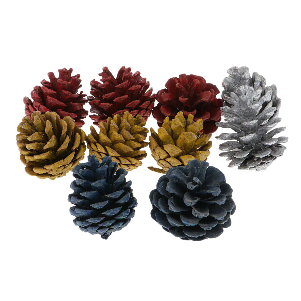 10pcs colorful real pine cone baubles decorations kids DIY festival hanging