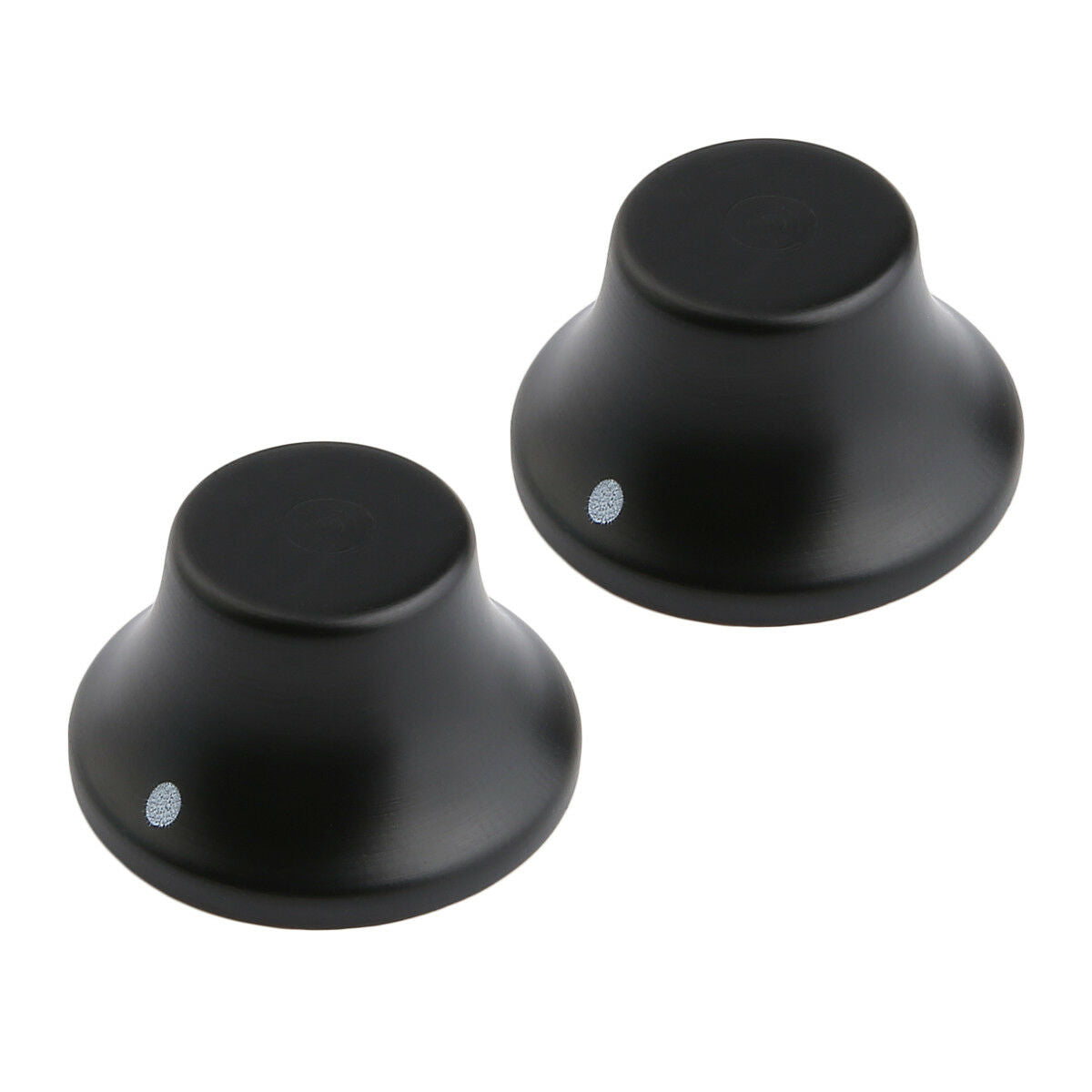 2x Ebony Wood Strat Style Bell Knobs Guitar Bass Top Hat Knob w/ Indicator Dot
