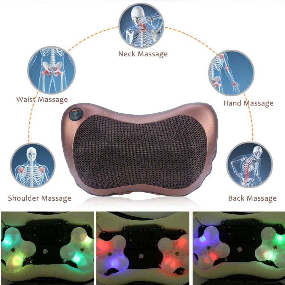 Electric Lumbar Neck Back Massage Pillow Massager Kneading Cushion Heat Home Car