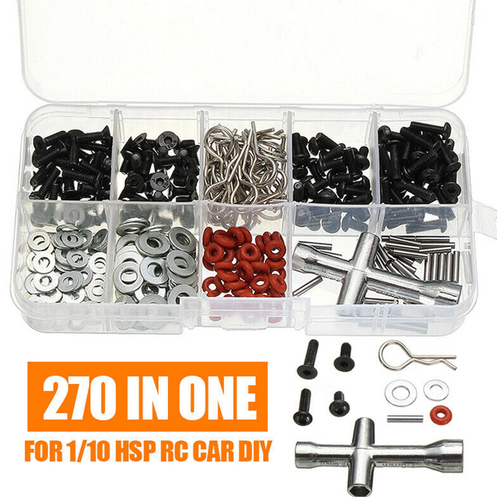 270pcs Assorted Screws Box Repair Tool Kit for 1/10 HSP RC Car Accessories