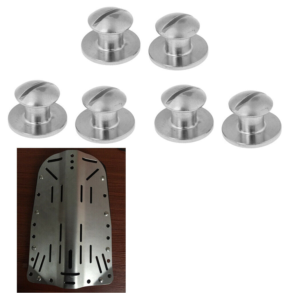 3 Pairs of Marine Steel Book Screws for Tech Diving Back Plate Pad