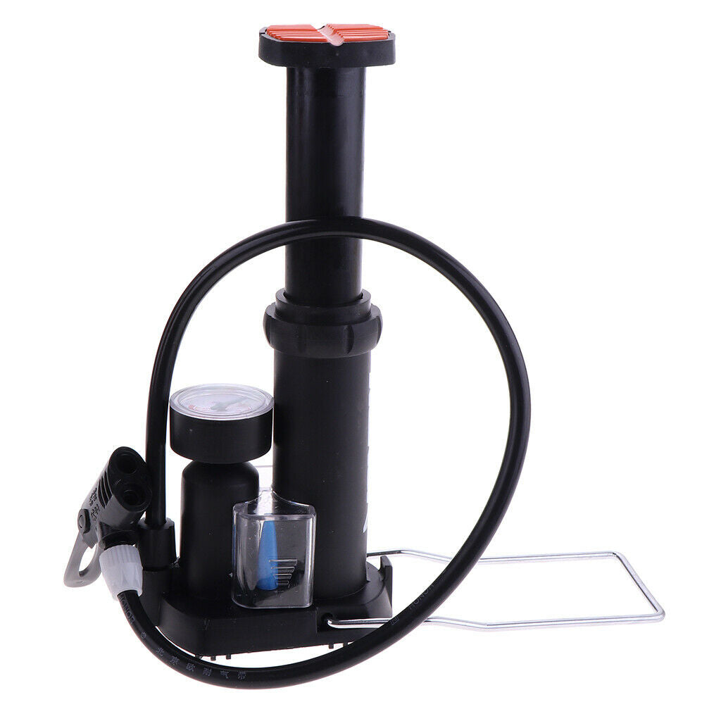 Air Pumper Foot Activated Floor Pump With Gauge Mini Portable Bike Bicycle