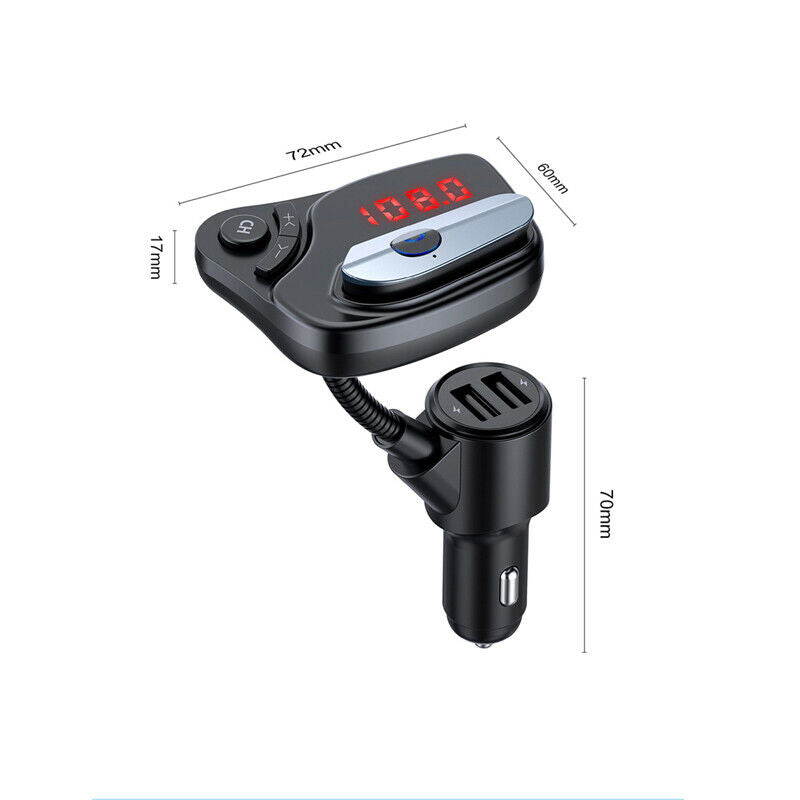 12V/24V Car SUV Charger Socket Dual USB Port Fast Charging w/ Bluetooth Earphone