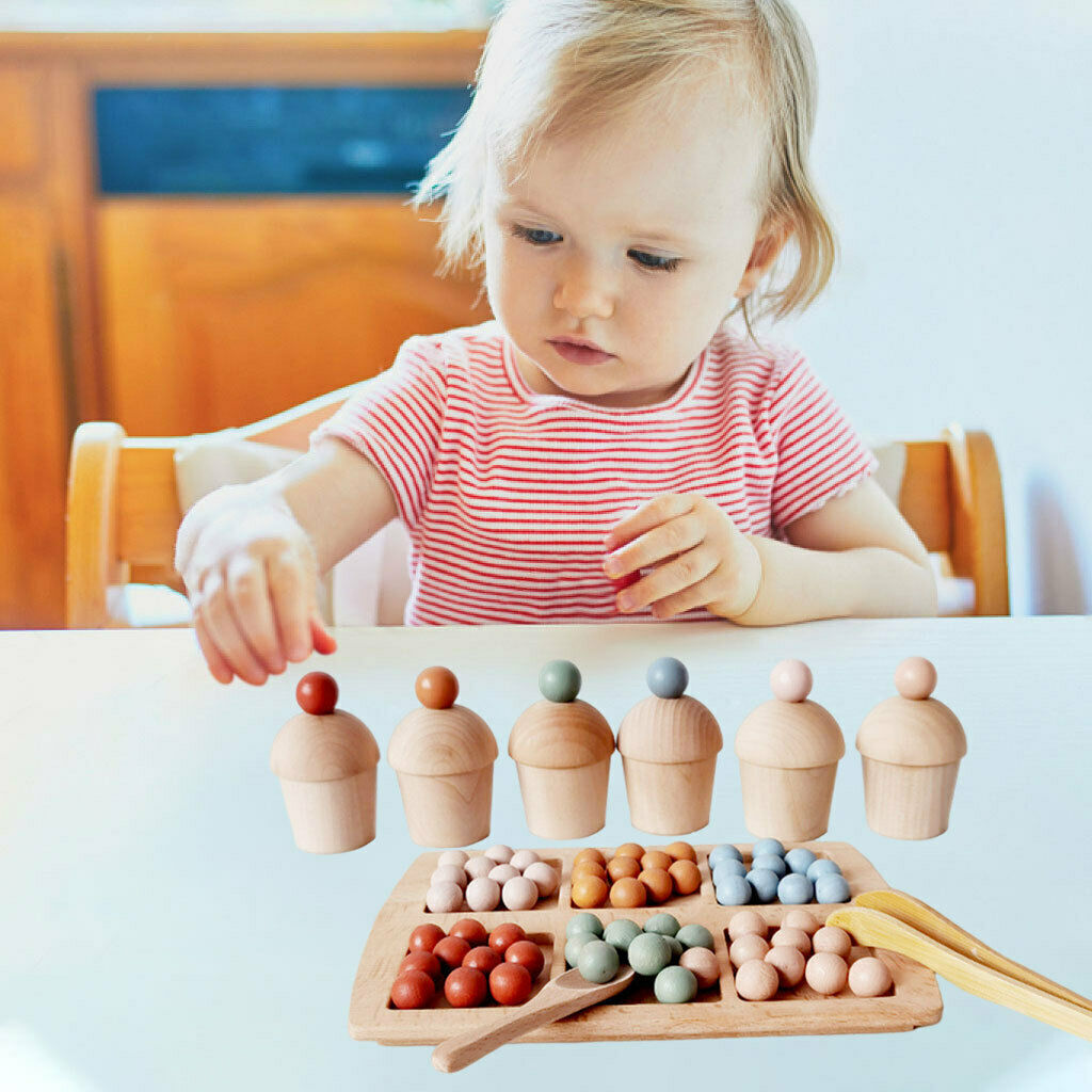 Kids Clip Beads Rainbow Cup Multicolor Wooden Educational Toys for Kids