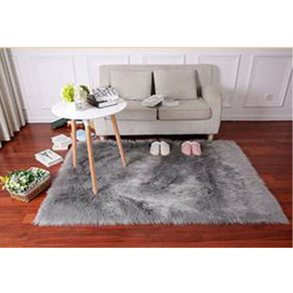 2Pcs Faux  Rug Armchair Pad Soft Square Rugs Home Bedroom Decor Floor Mat