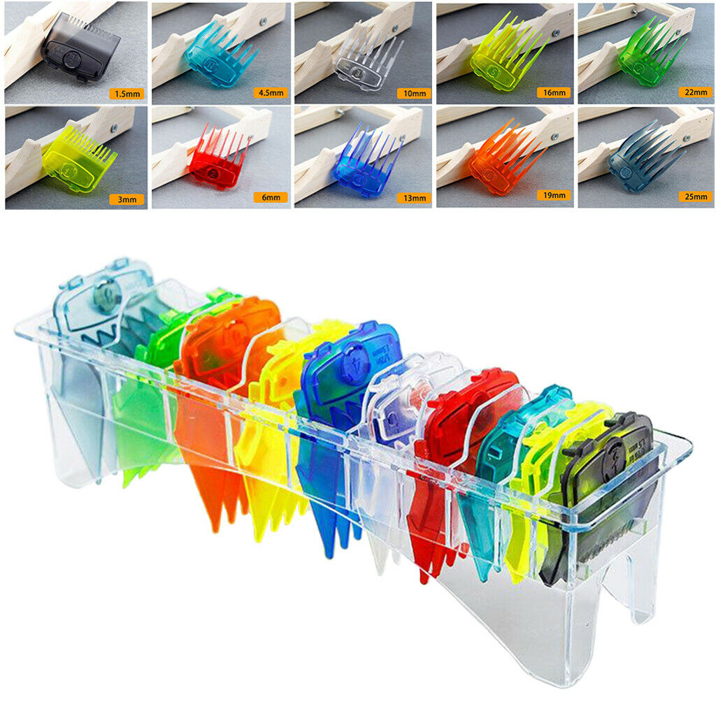 10 Sizes Colored Electric Hair Clipper Limit Comb Attachment Set for Wahl