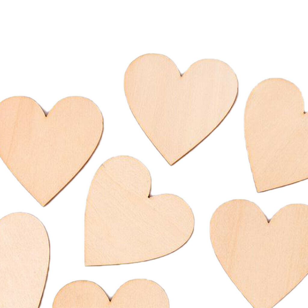 20 Pieces Natural Cutouts Wood Heart Shapes DIY Craft Wooden Embellishments