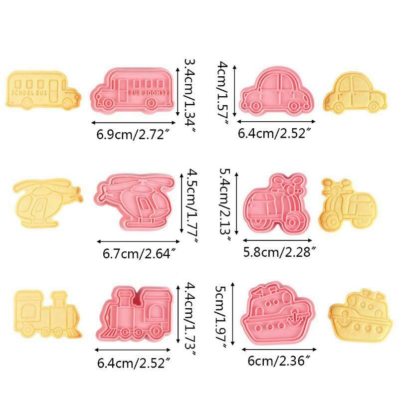 Set of 6 Plastic Cookie Moulds Cookies Cutters Biscuit Stamper Cookies Moulds