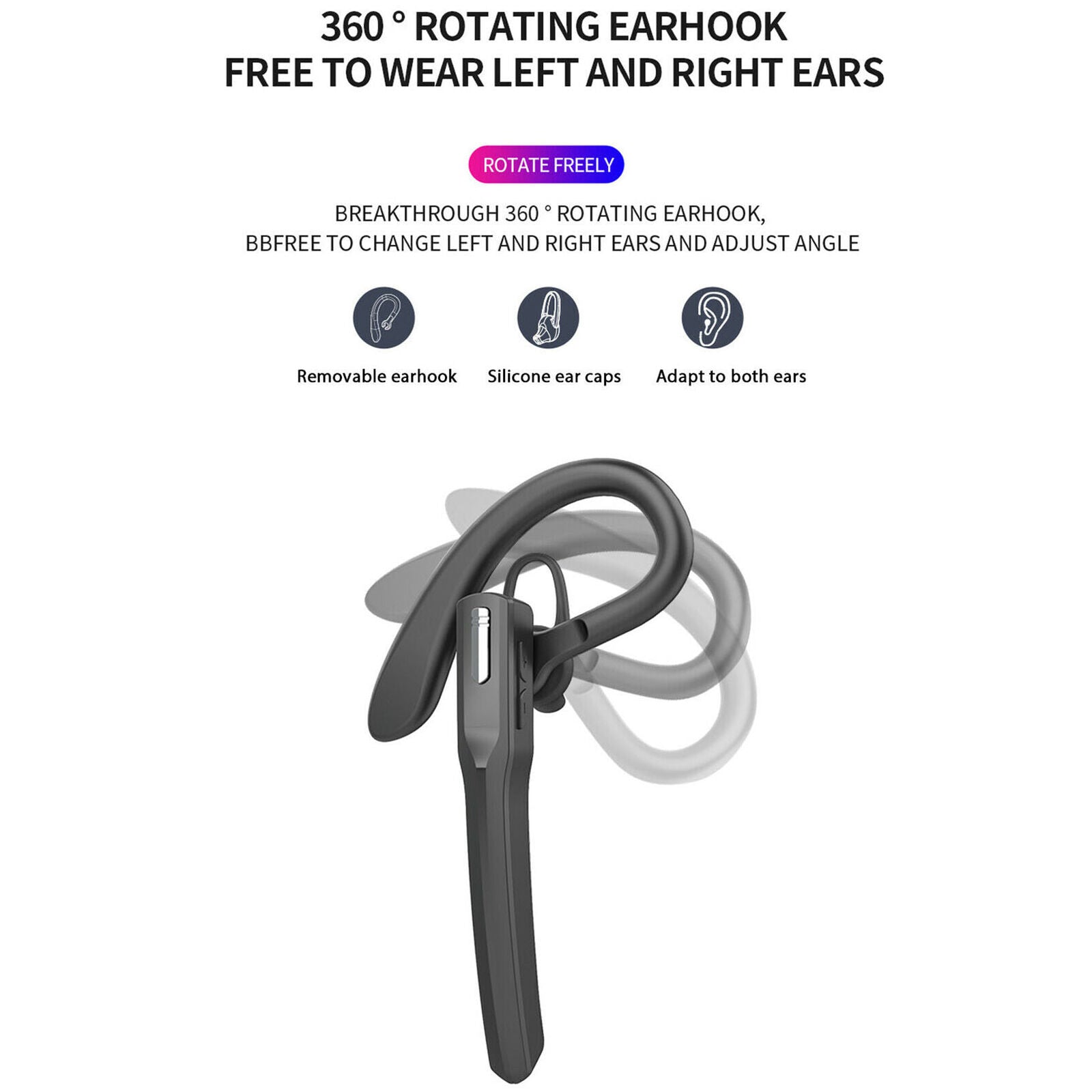 Bluetooth 5.0 Wireless Earpiece Trucker Handsfree Earphone In Ear Earbud Headset