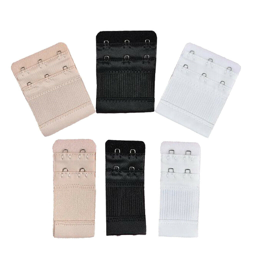 6x Bra Extenders Elastic Adjustable Back Clip On 2 Row 2/3 Hooks Accessories