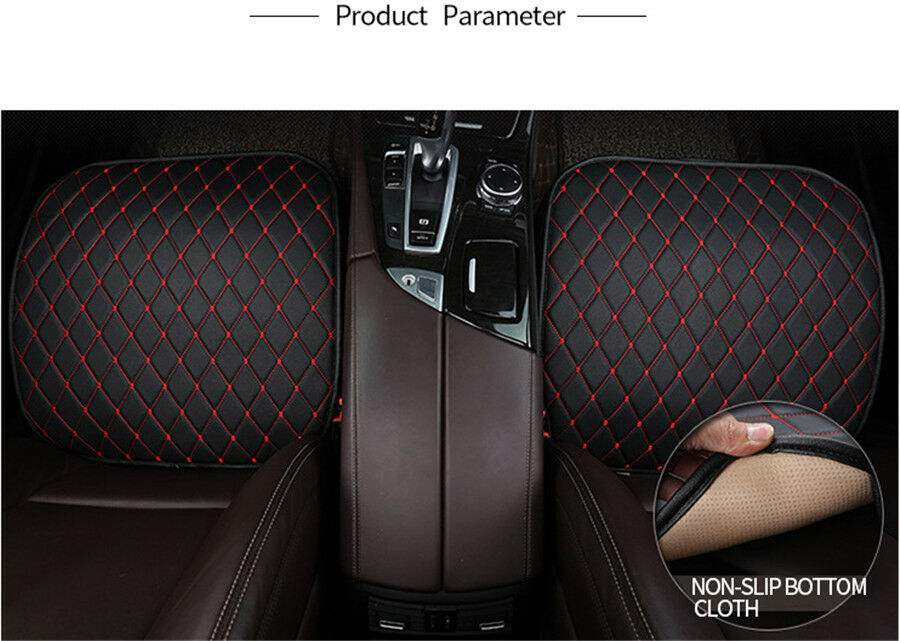 2x Black&Red PU Leather Auto Car Front Seat Cover Cushion Four Seasons Universal