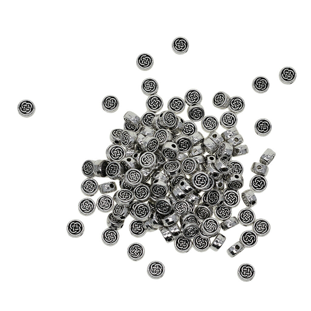 100Pcs Celtic Knot Beads Loose Spacer Round Beads Charms DIY Jewelry Making