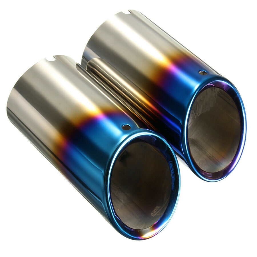 2X Car Tail Exhaust Tip Pipes Grilled Blue For BMW E90 E92 325i 2006-2010 /328i