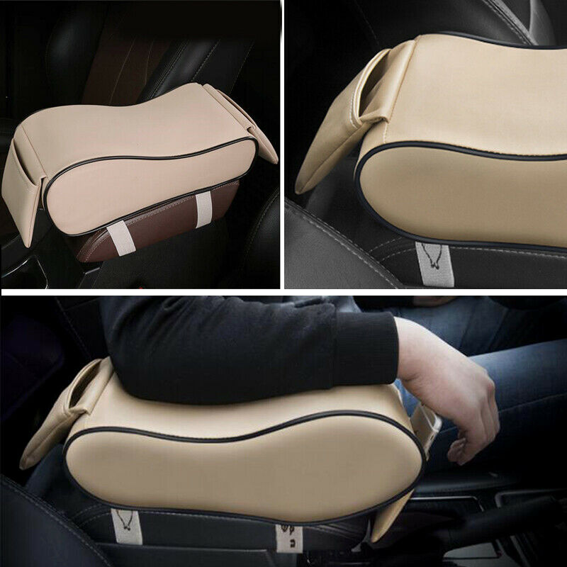 Dust-proof Leather Car Armrest Pad Cover Center Console Cushion Mat W/ Pockets