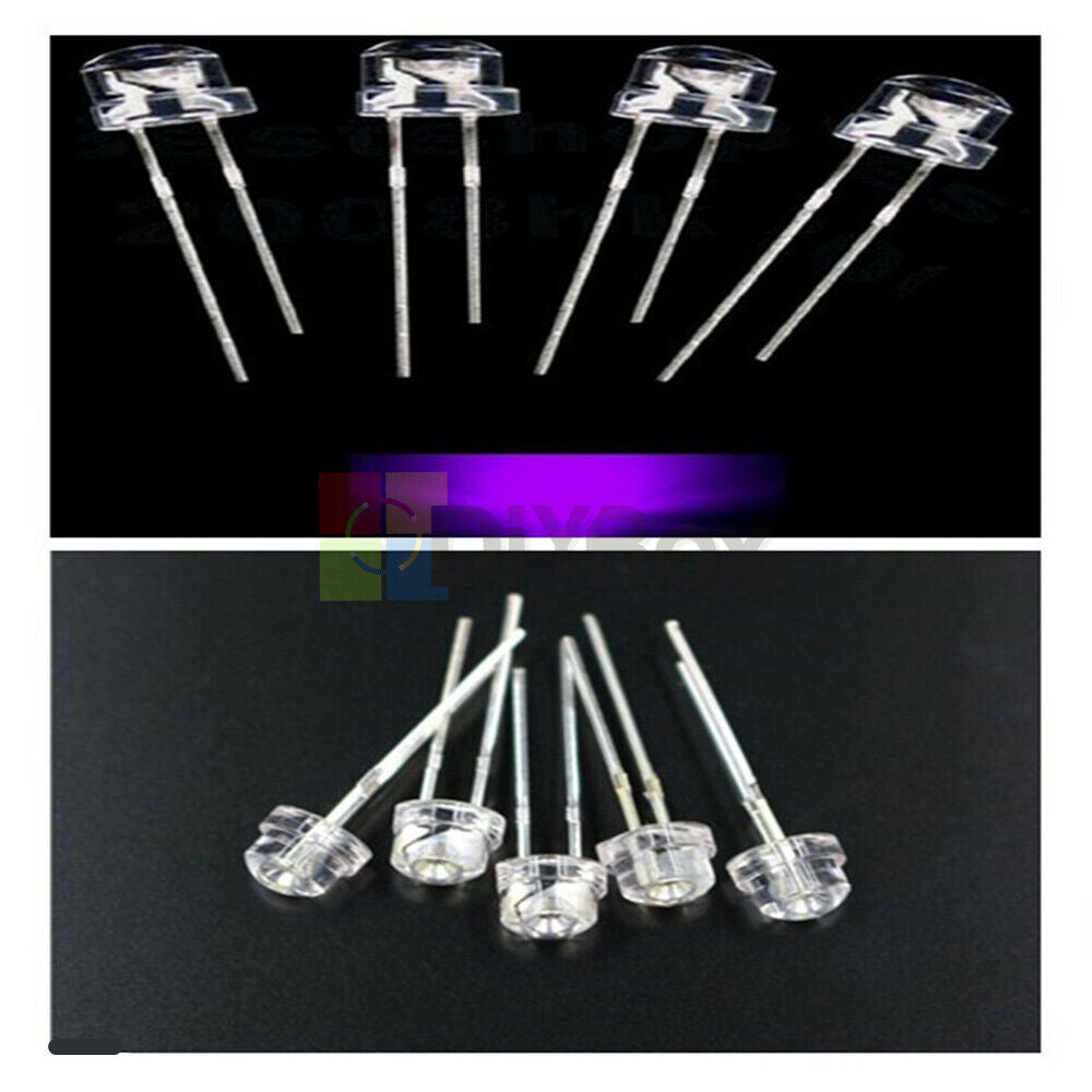 100Pcs 5mm Straw Hat UV Purple Super-Bright LED Light Emitting Diode