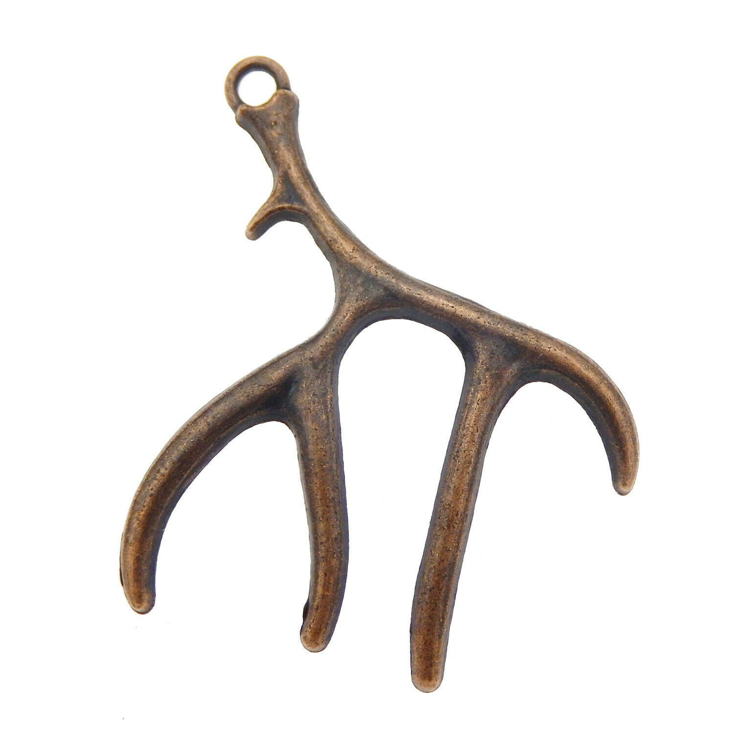10 pcs Retro Style Bronzed Antler Pendant Alloy Charm For Jewelry Making 46x40mm