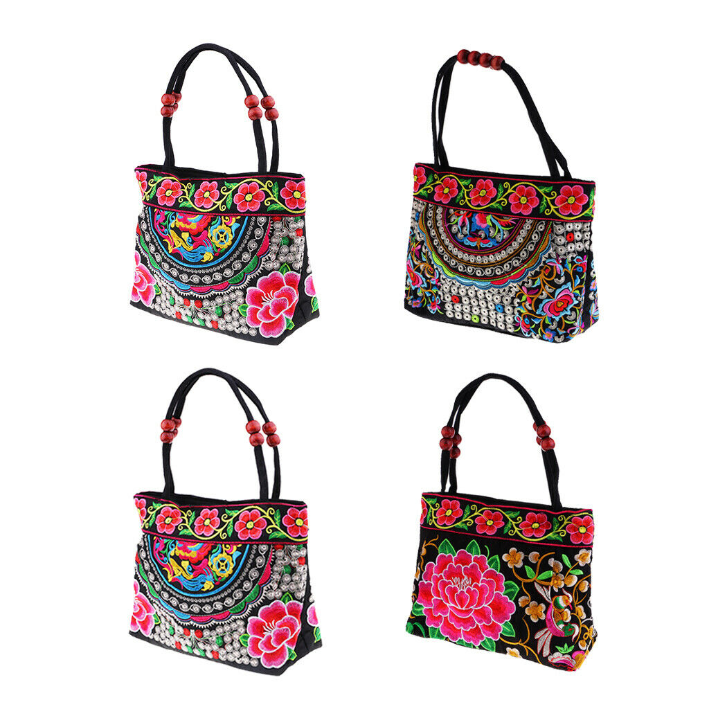 3x Boho Women Handbag Handmade Embroidered Tote Bag Handle Structured Beach Bag