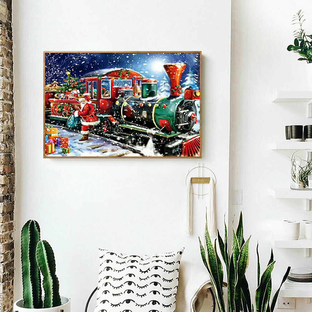 Christmas Train 5D DIY Full Drill Diamond Painting Cross Stitch Home Decor @
