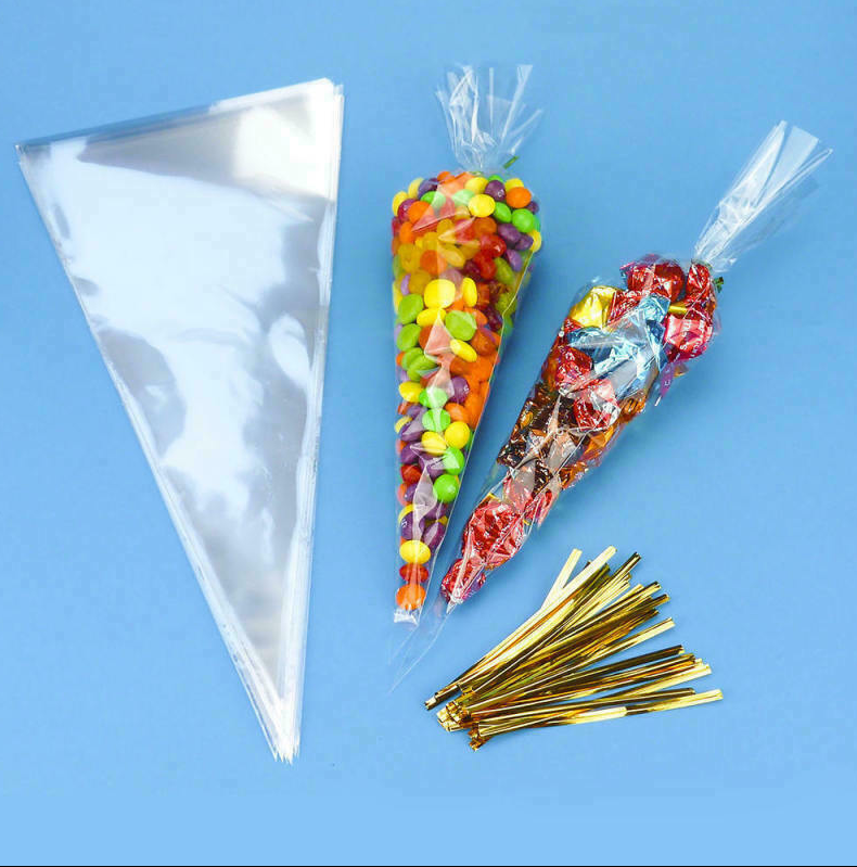 Clear Cellophane CELLO CONE BAGS - Party Candy GIFT Treat Bags Wedding Favors