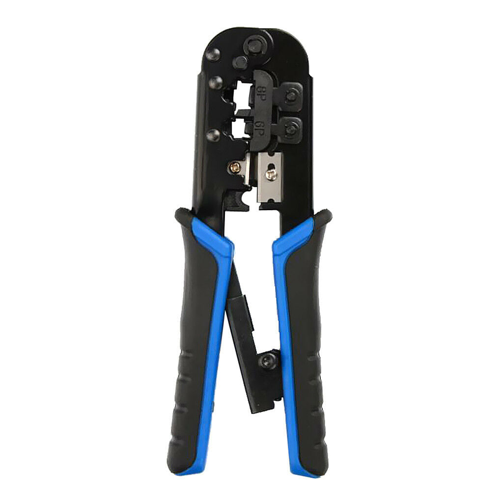 Ratchet Crimping Tool Stripping Plier RJ45/22/11 Crimper Cutter Blue, Black