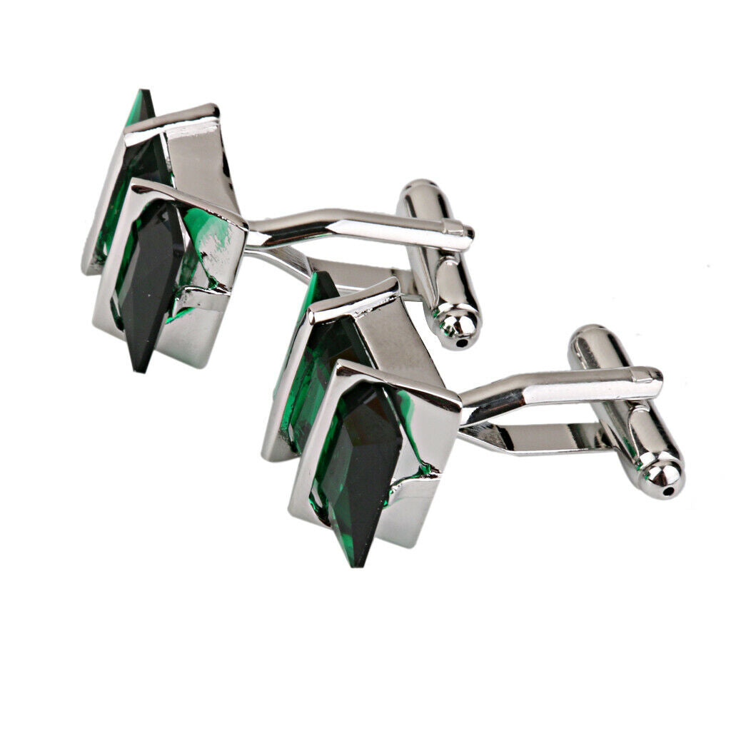 Copper Green Crystal Cufflinks Cuff Links Jewelry