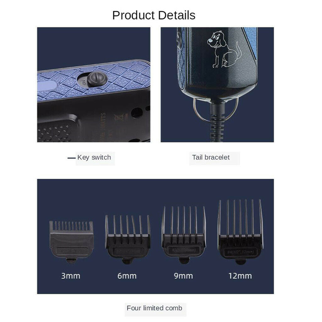 10W Low Noise Dog Shaver Clippers Rechargable Dog Hair Trimmer for Dogs Cats