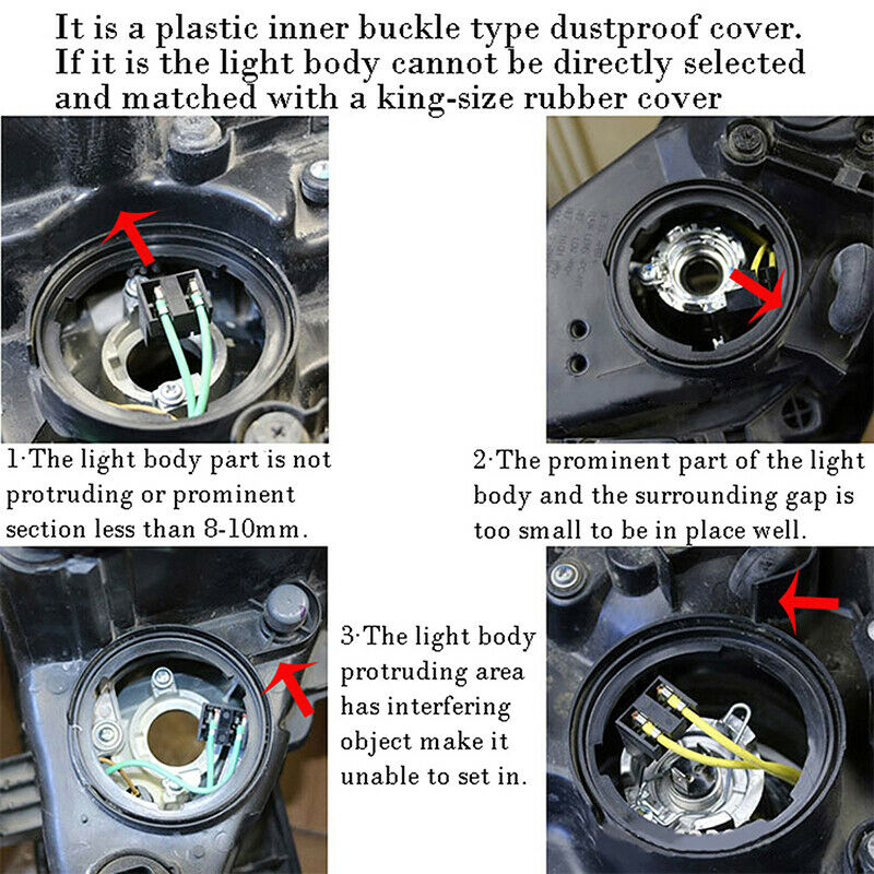 Black Pair Rubber Housing Seal Cap Dust Cover For LED HID Headlight Cap 3.86"