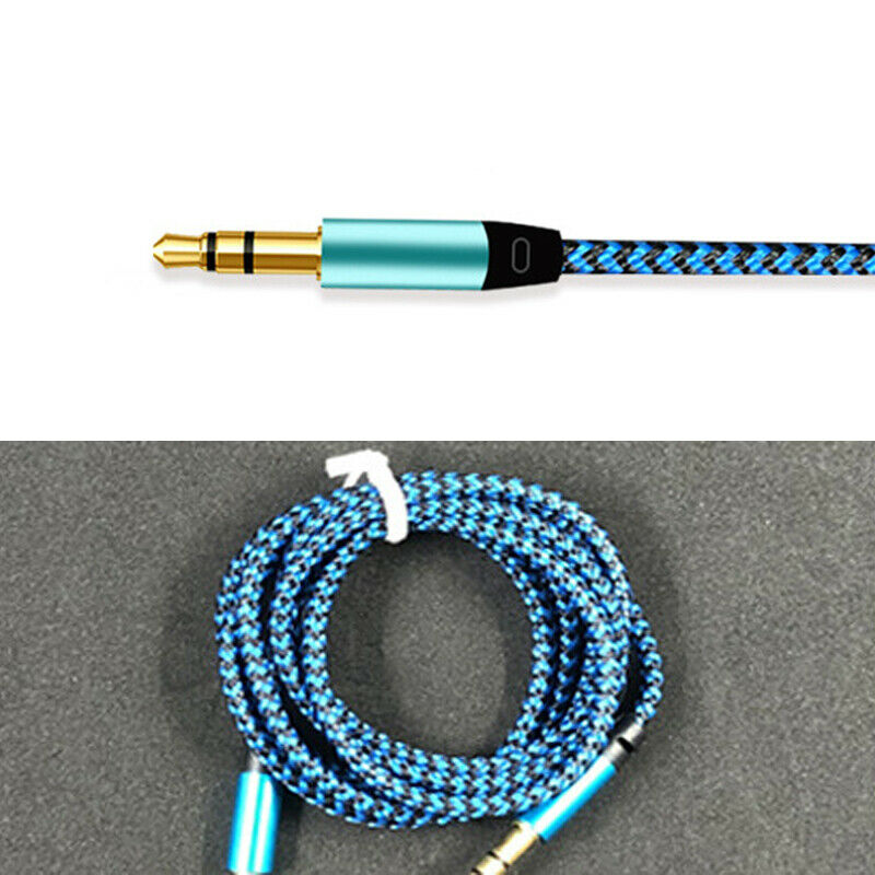 2PCS 3.5mm Male to Male Aux Cable Cord Car Braided Audio Headphone Jack Portable