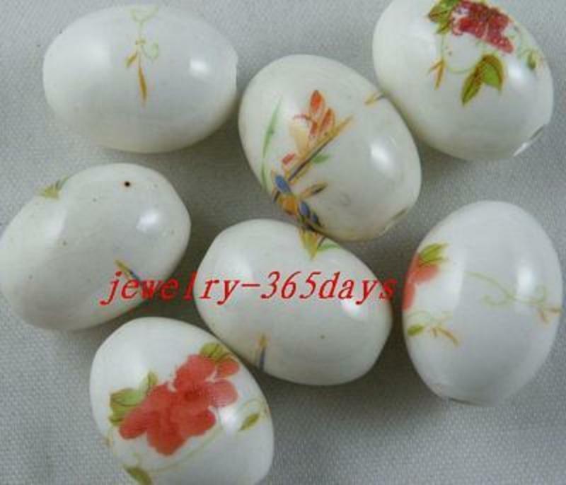 30pcs Porcelain Barrel Shaped Spacer Beads 13x18mm