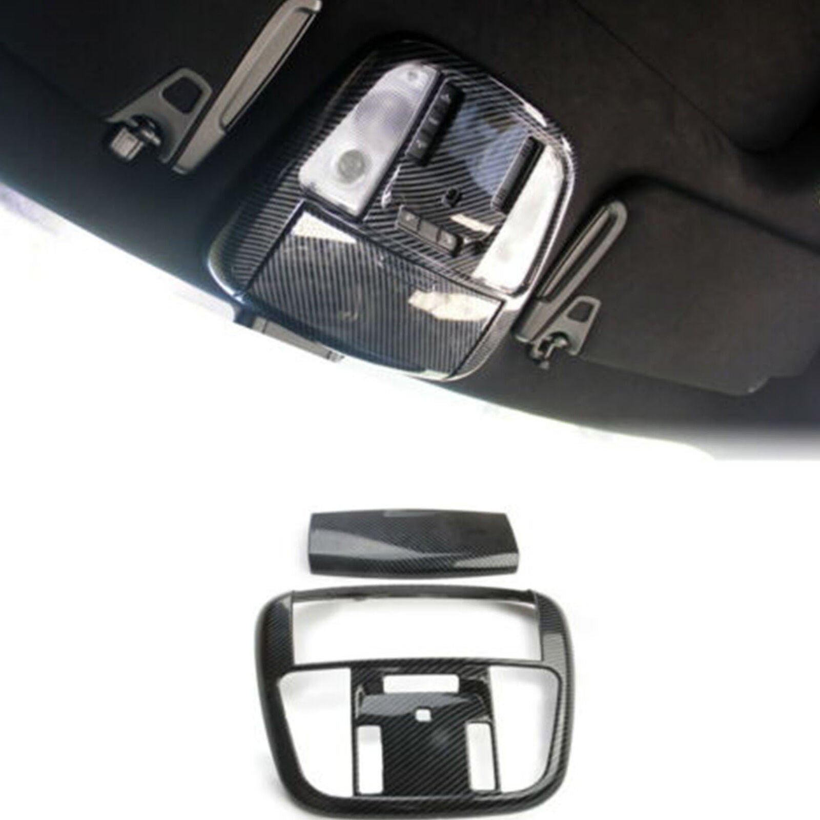 2* Carbon Fiber Front Reading Light Lamp Cover Trim For Dodge Charger 2011-2021
