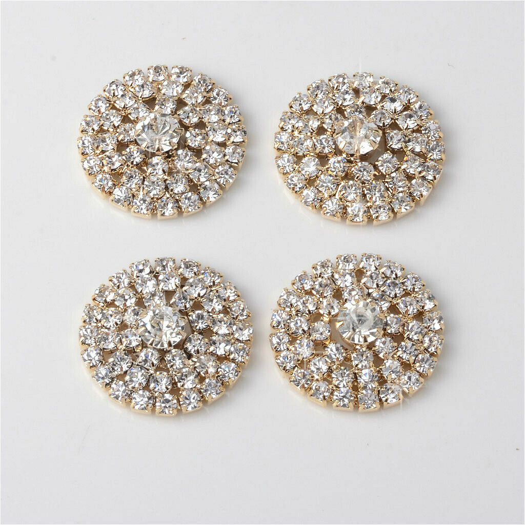 5pcs   Round   Alloy   Rhinestone   Crystal   Flatback   Craft   Buttons