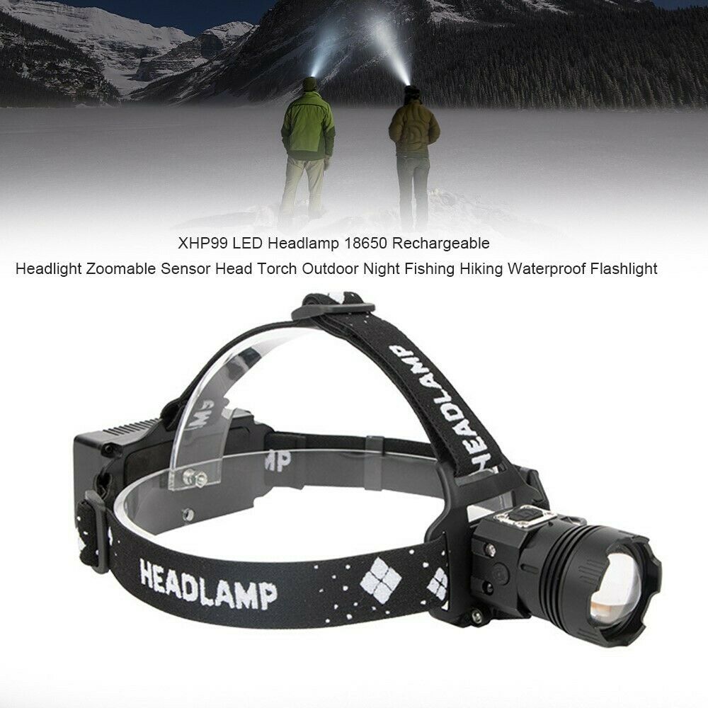 LED Headlamp Headlight Zoomable Sensor Head Torch Outdoor Night Fishing Hiking
