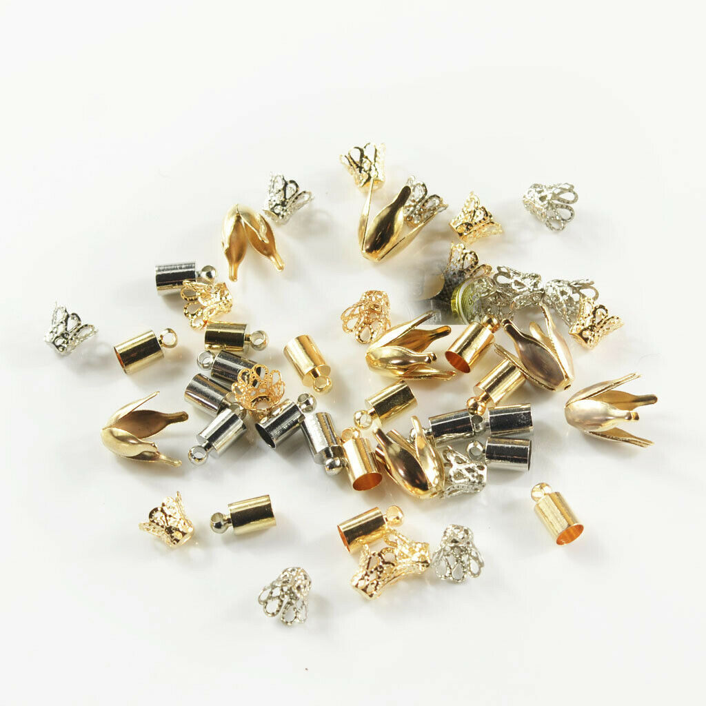 Pack 50 Assorted Four leaves Bead Caps Cylinder Tassel   Flower Filigree