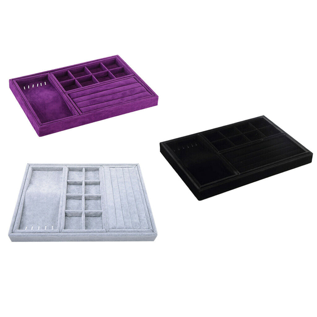 Velvet Jewelry Box Necklace Rings Display Holder Storage Organizer Purple