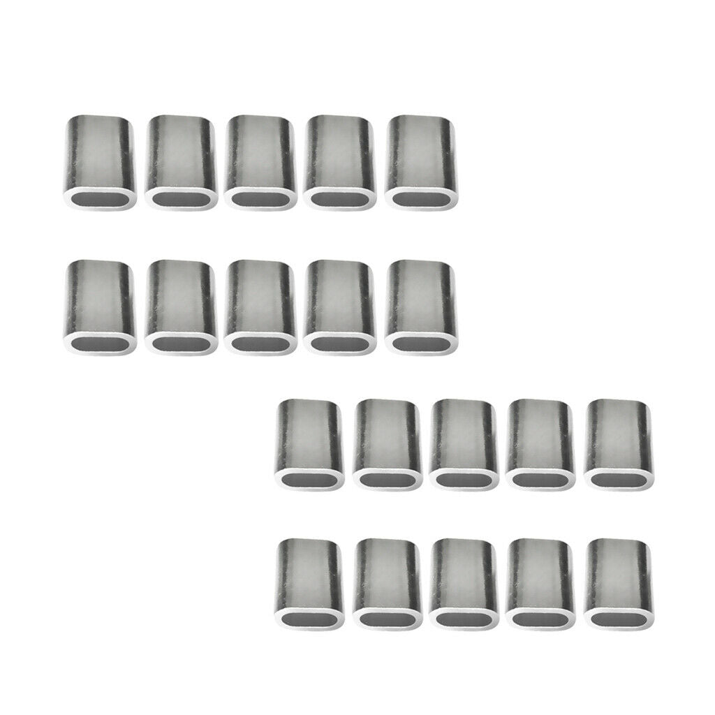 20 Pcs Aluminium Wire Rope Cable Ferrules Crimping Loop Sleeves 3mm + 4mm
