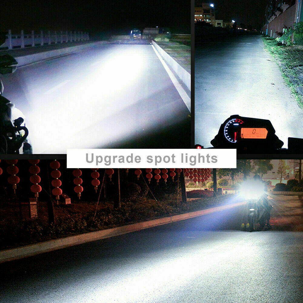 Waterproof Motorcycle Spotlight Fog Light Headlight LED Front Universal Black