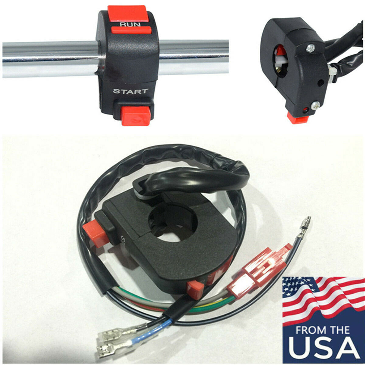 1 PC 7/8" Motorcycle Handlebar Engine Ignition Kill Start ON/OFF Switch Assembly