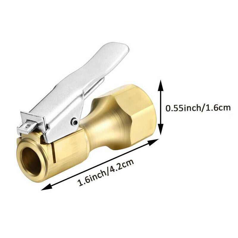 5PC/set Cylinder Brass Clip-on Straight Tire Tyre Inflater Air Clamp 1/4'' NPT