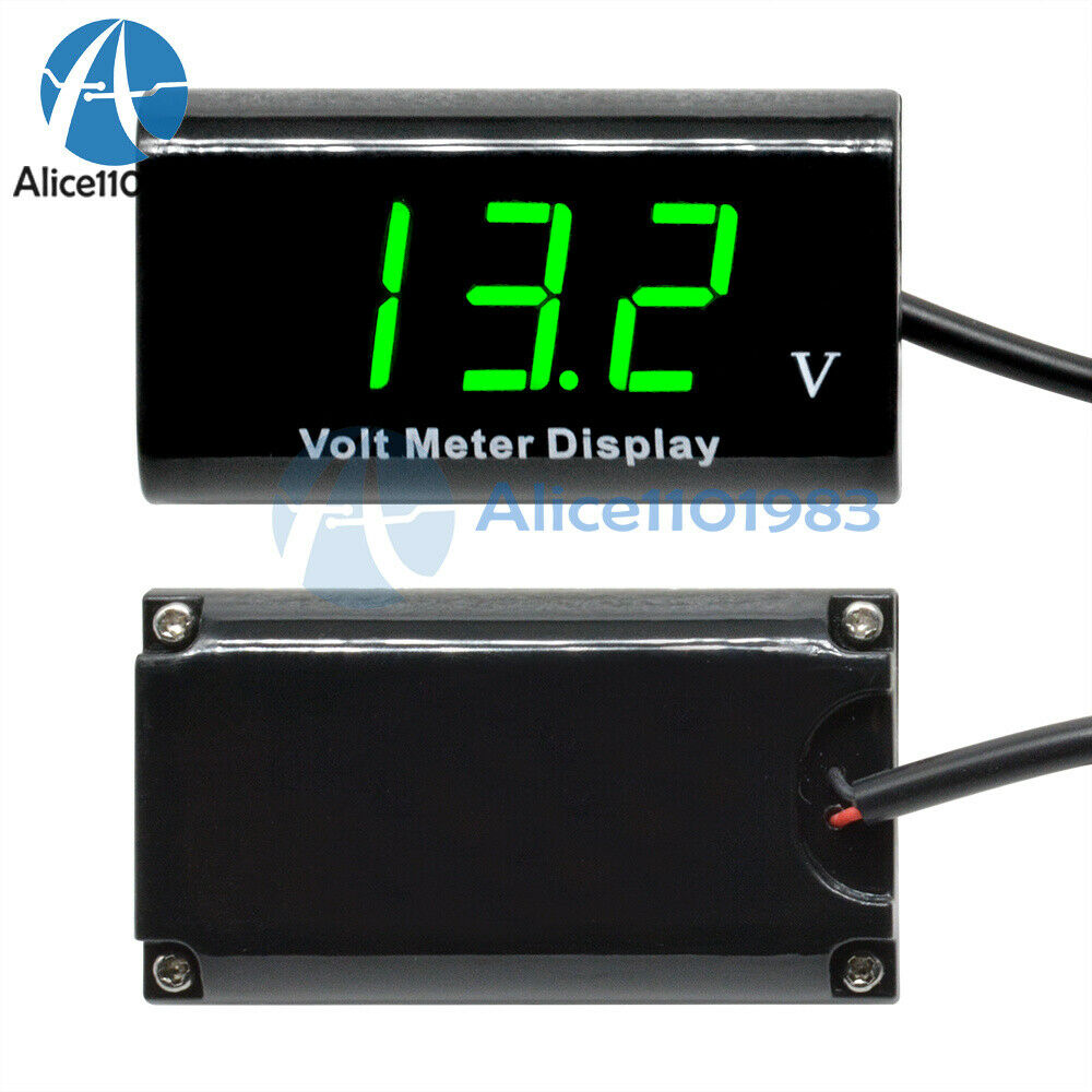 0.56"Digital Tube 12V LED Voltmeter IPX6 Waterproof AMP Volt Meter Green For Car