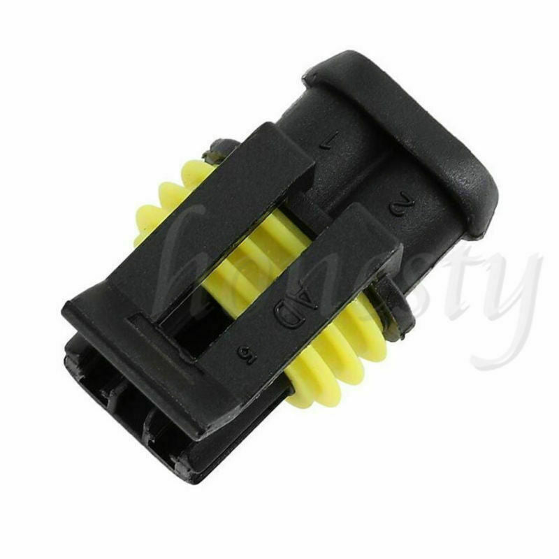 1 Set 2 PIN Way Sealed Waterproof Electrical Wire Connector Plug Car Auto