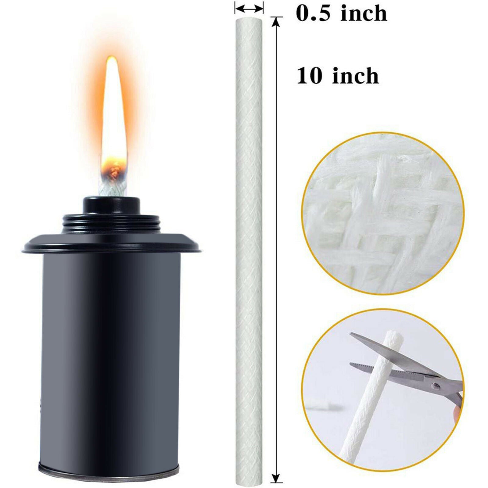 12 Fiberglass Replacement Wicks for Tiki Torch, Candle Wine Bottle, Oil Lamp