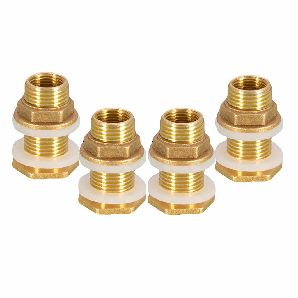 4x Solid Brass Water Tank Connector DN15 M1/2'' for Water Tanks Garden