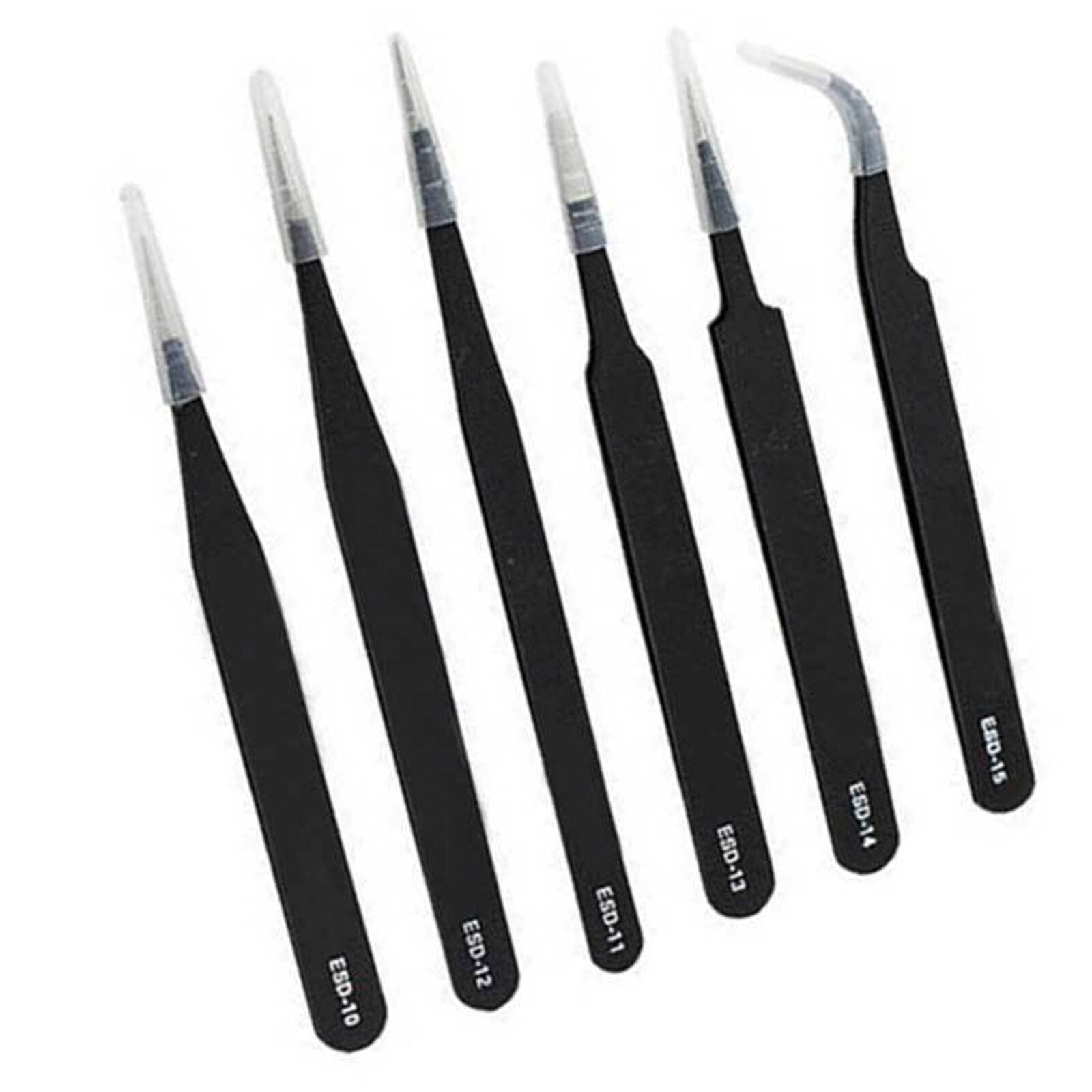 6x Stainless Steel Tweezers Kit for Nail Hair Eyebrow Plucker Beauty Slanted Tip