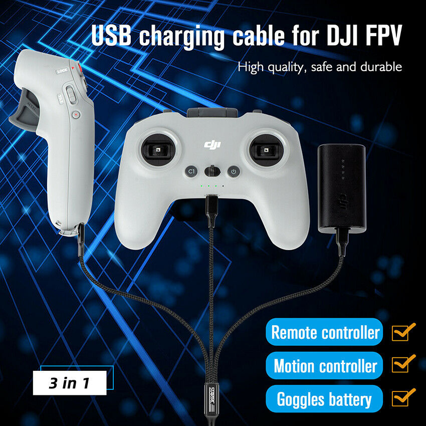 Type-C Charging Cable For DJI FPV Combo Drone Remote Control Glasses Battery